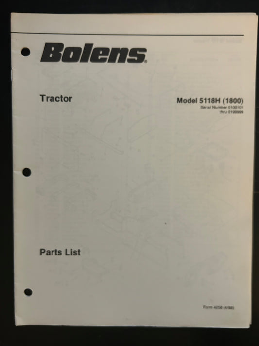 Bolens _ Tractor model 5118H _ Parts List