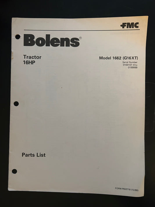 Bolens _ Tractor 16 HP model 1662 _ Parts List