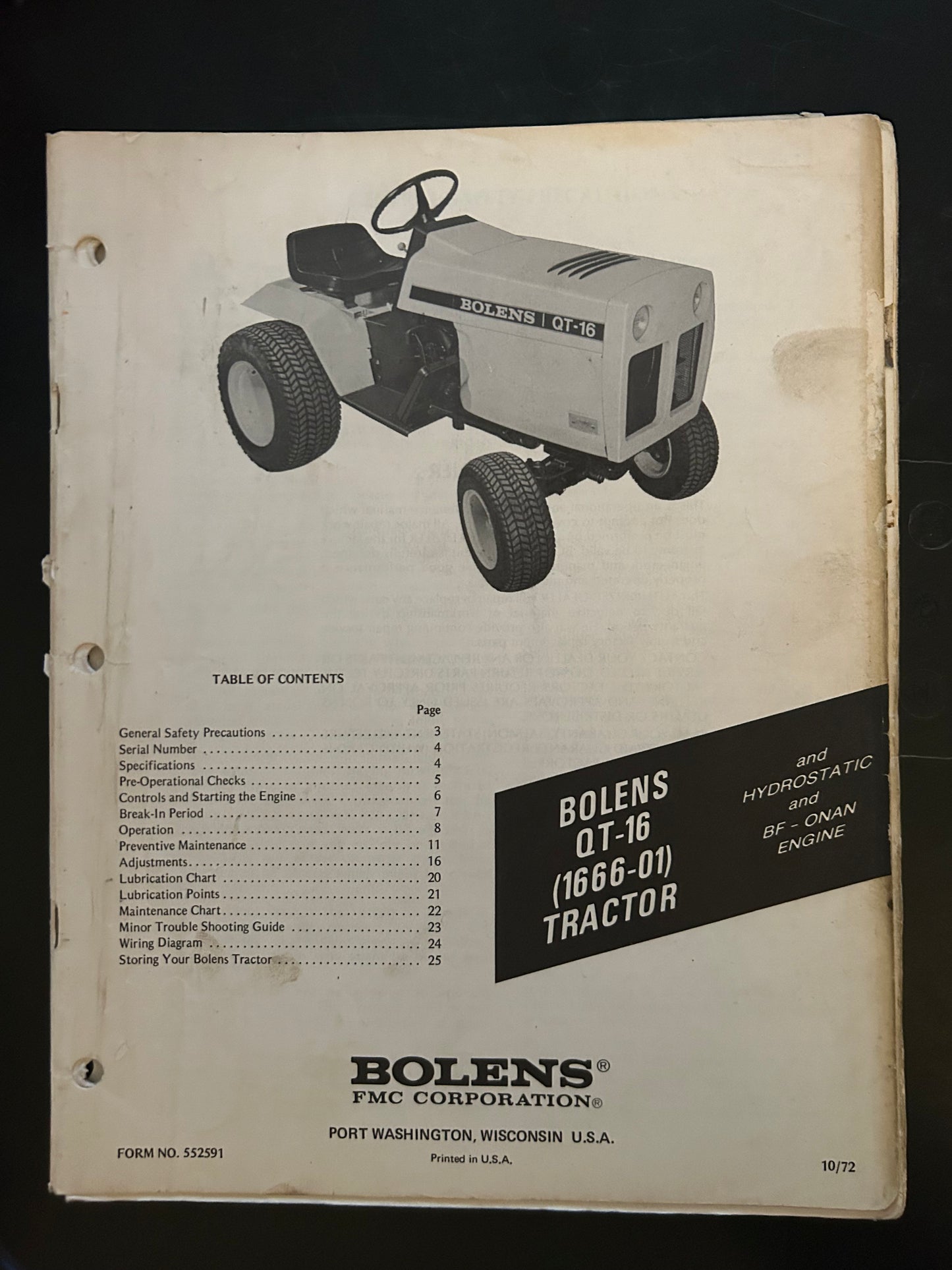 Bolens _ QT-16 Tractor model 1666-01 _ Manual