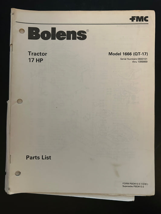 Bolens _ Tractor 17 HP model 1666 _ Parts List