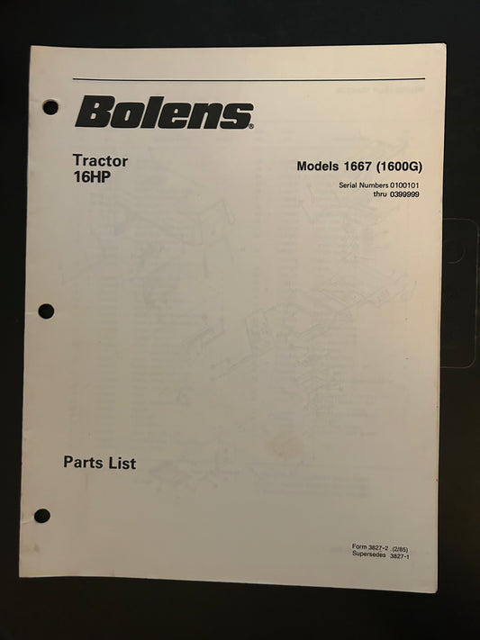 Bolens _ Tractor 16 HP model 1667 _ Parts List