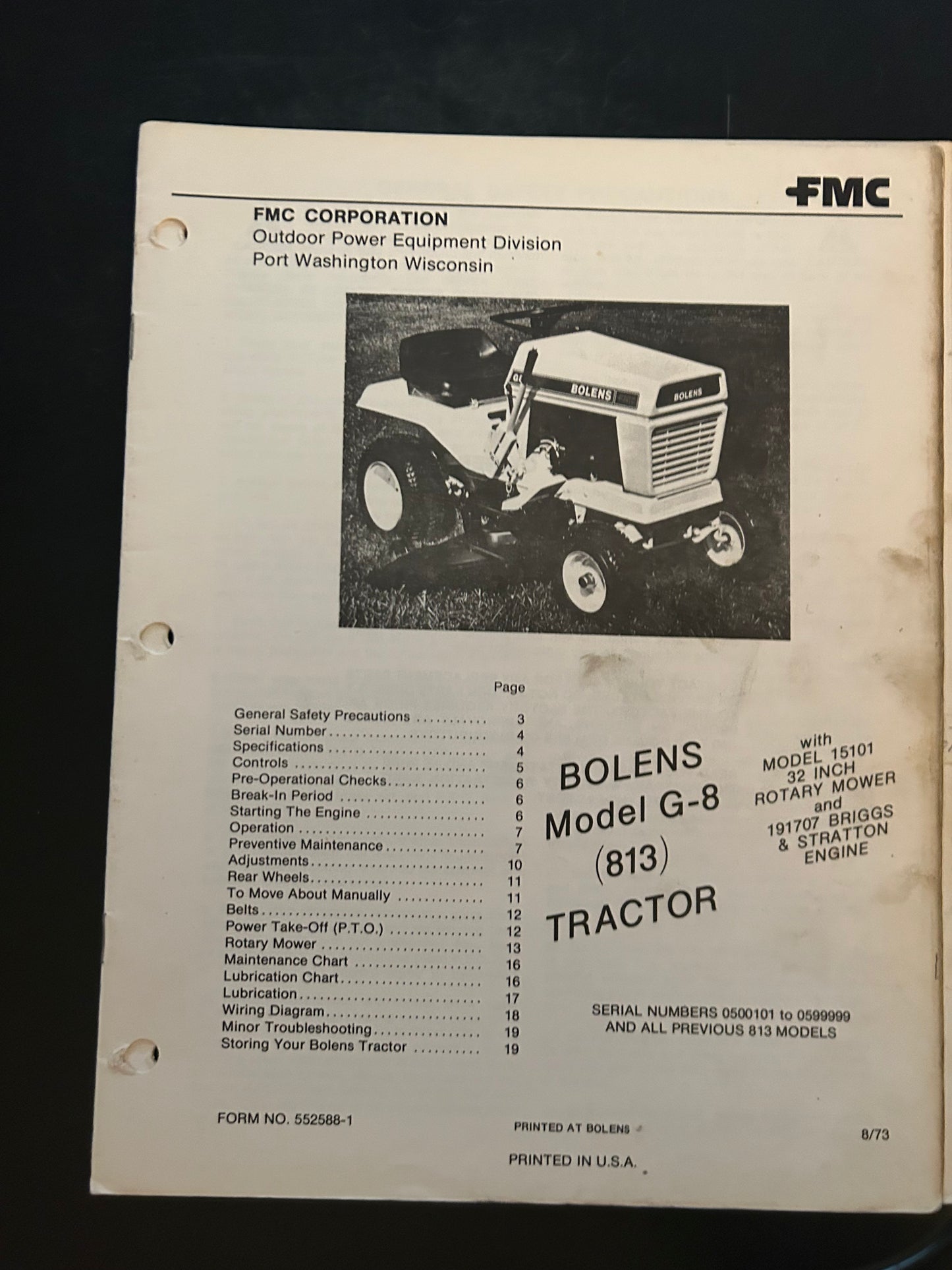 Bolens _ model G-8 Tractor 813 _ Manual