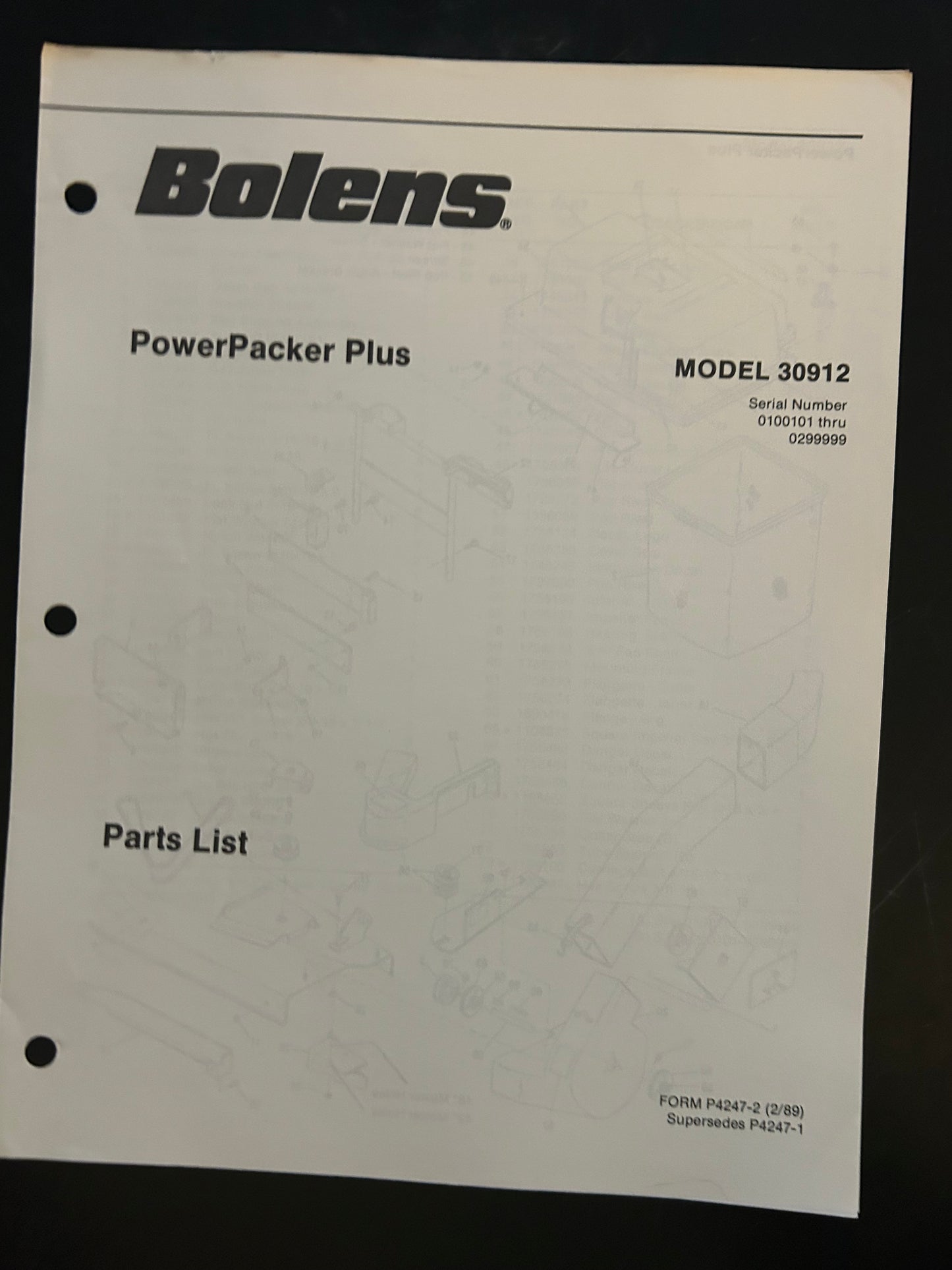 Bolens _ PowerPacker Plus Attachment model 30912 _ Parts List