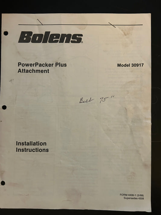 Bolens _ PowerPacker Plus Attachment model 30917 _ Installation Instructions