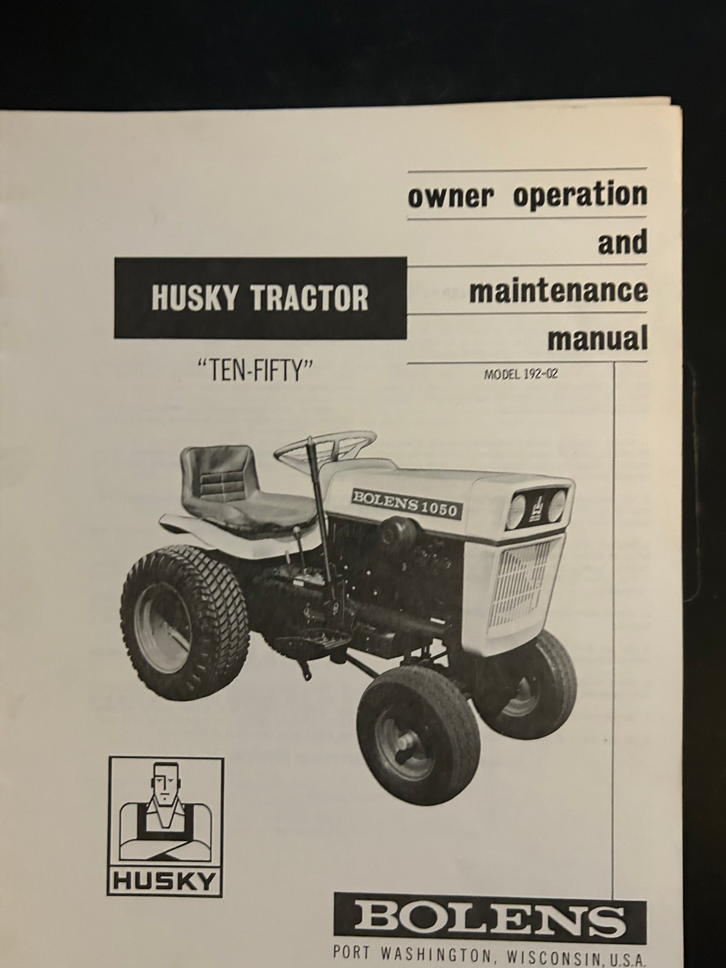 Bolens _ Husky “Ten Fifty” (1050) model 192-02 _ Owner Operation & Maintenance Manual