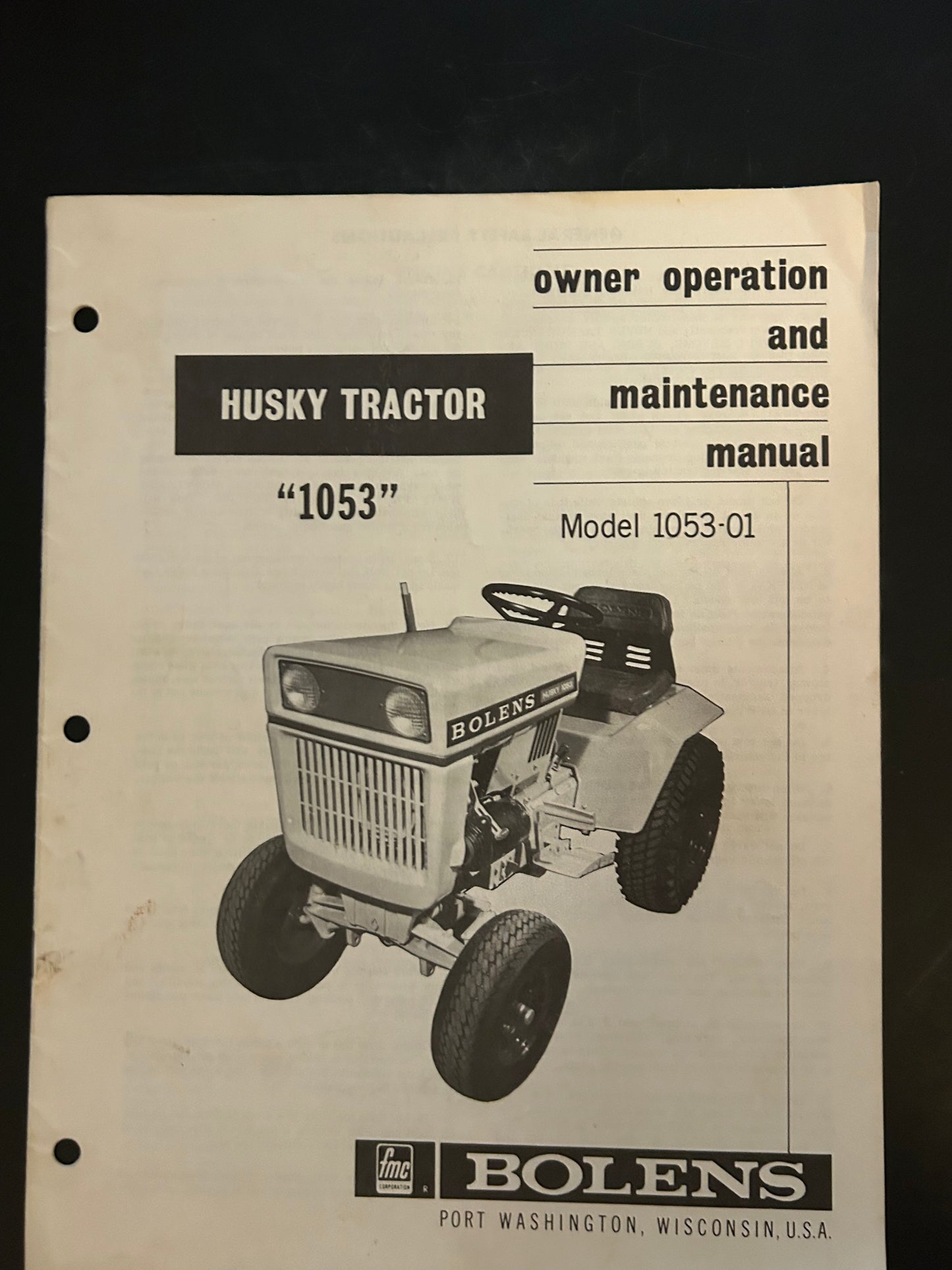 Bolens _ Husky 1053 Tractor model 1053-01 _ Owner Operation & Maintenance Manual