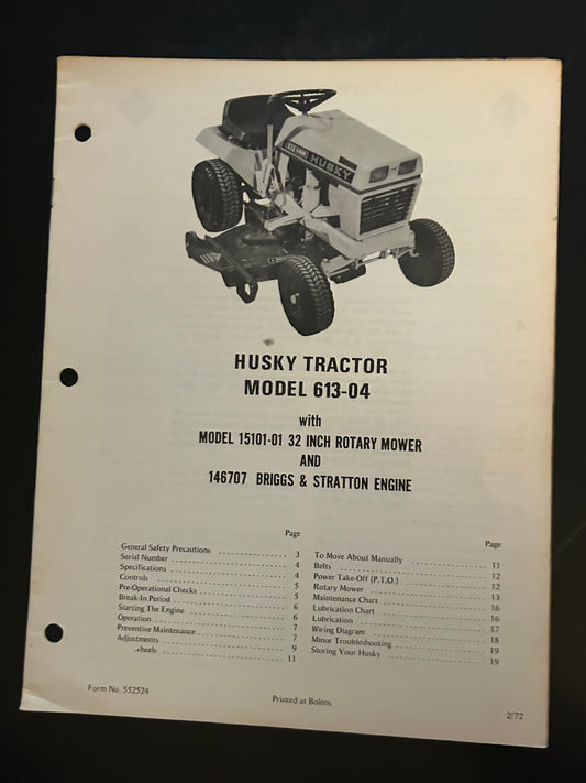 Bolens _ Husky Tractor model 613-04 _ Manual