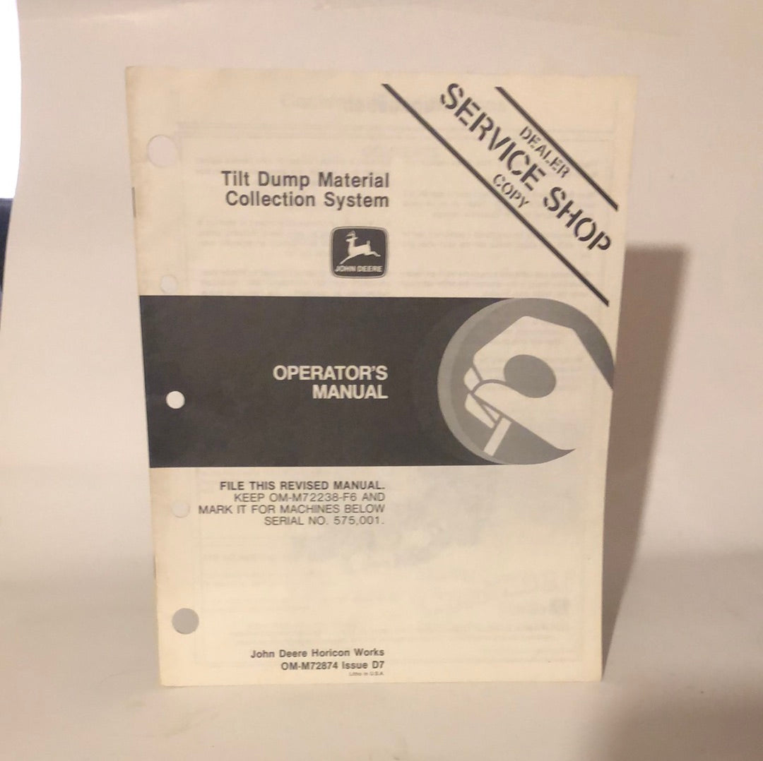 John Deere - Tilt Material Collection System OMM72874 D7 Operator’s Manual