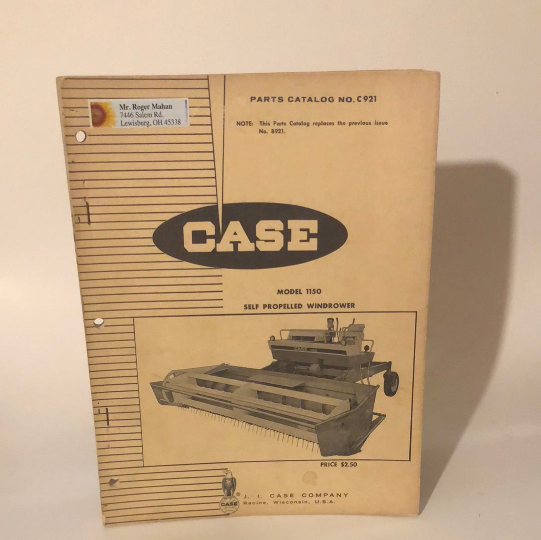 Case model 1150 Self Propelled Windrower Parts Catalog