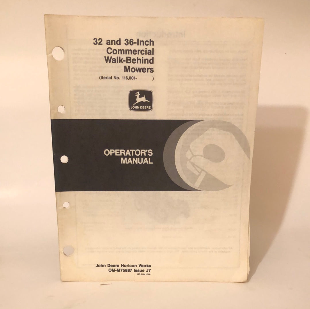 John Deere - 42 “ & 36” Commercial Walk-Behind Mowers OMM75887 J7 Operator’s Manual