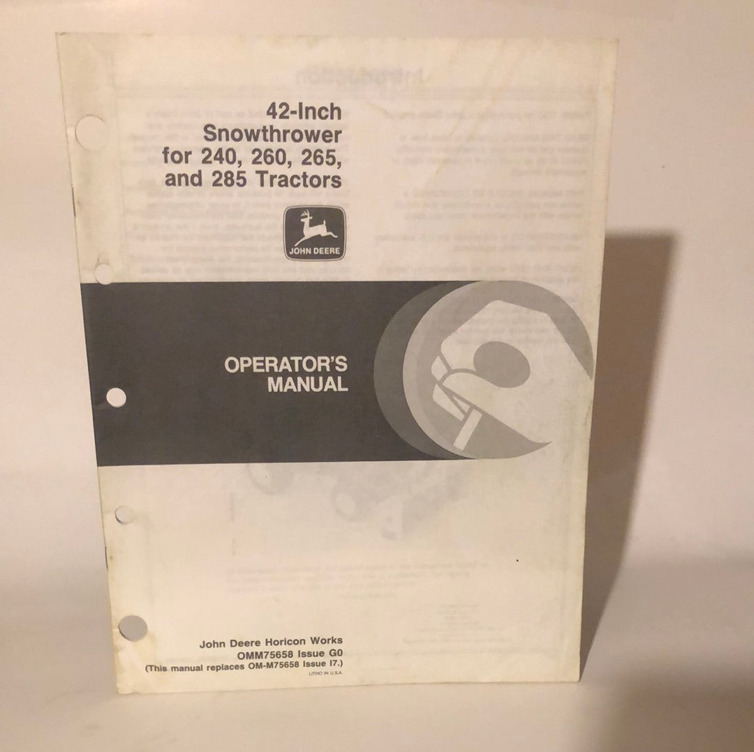 John Deere - 42” Snowthrower Operator’s Manual