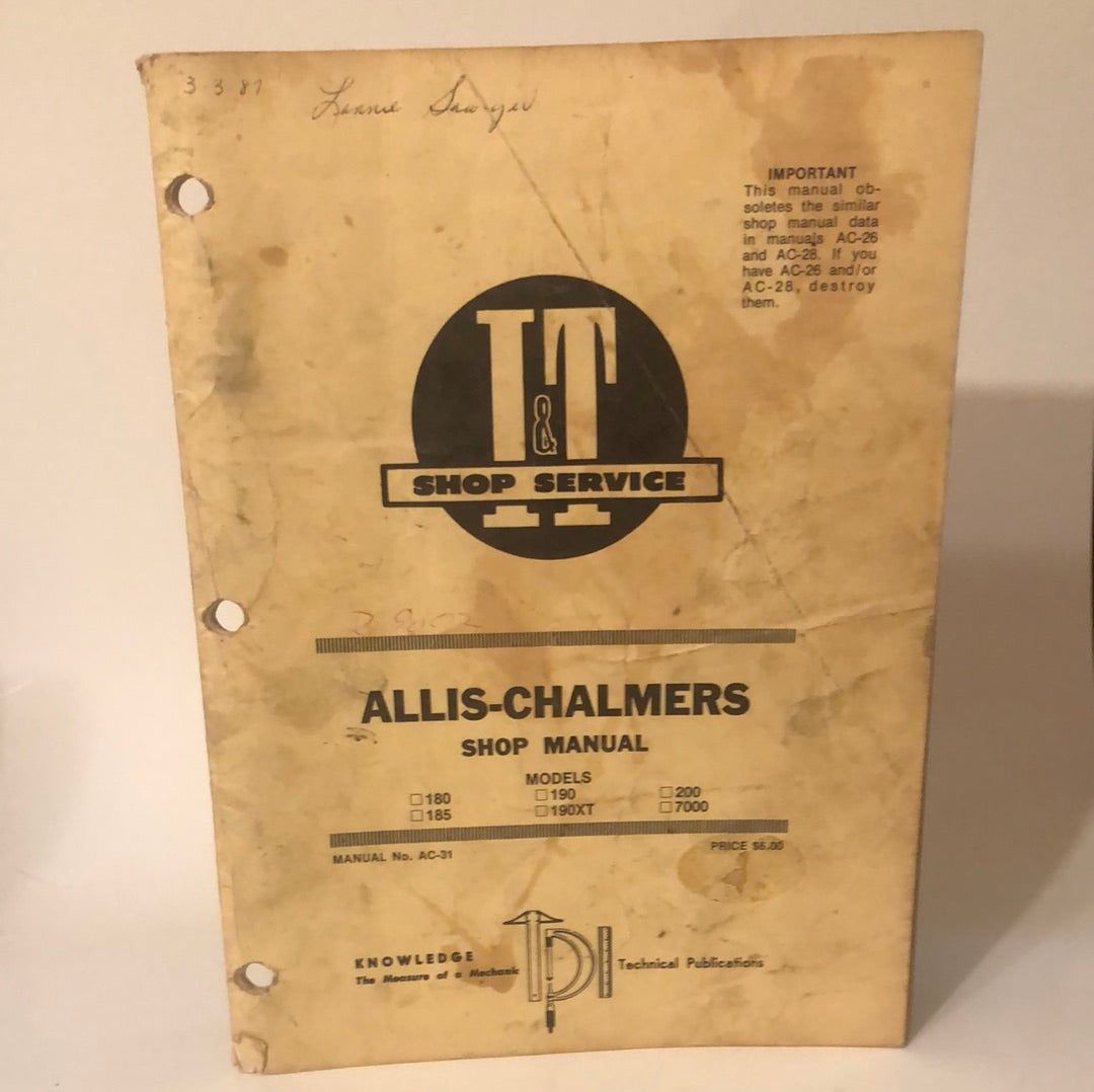 I&T Shop Service _ Allis-Chalmers 180, 190, 200, 185, 190XT & 7000 Shop Manual