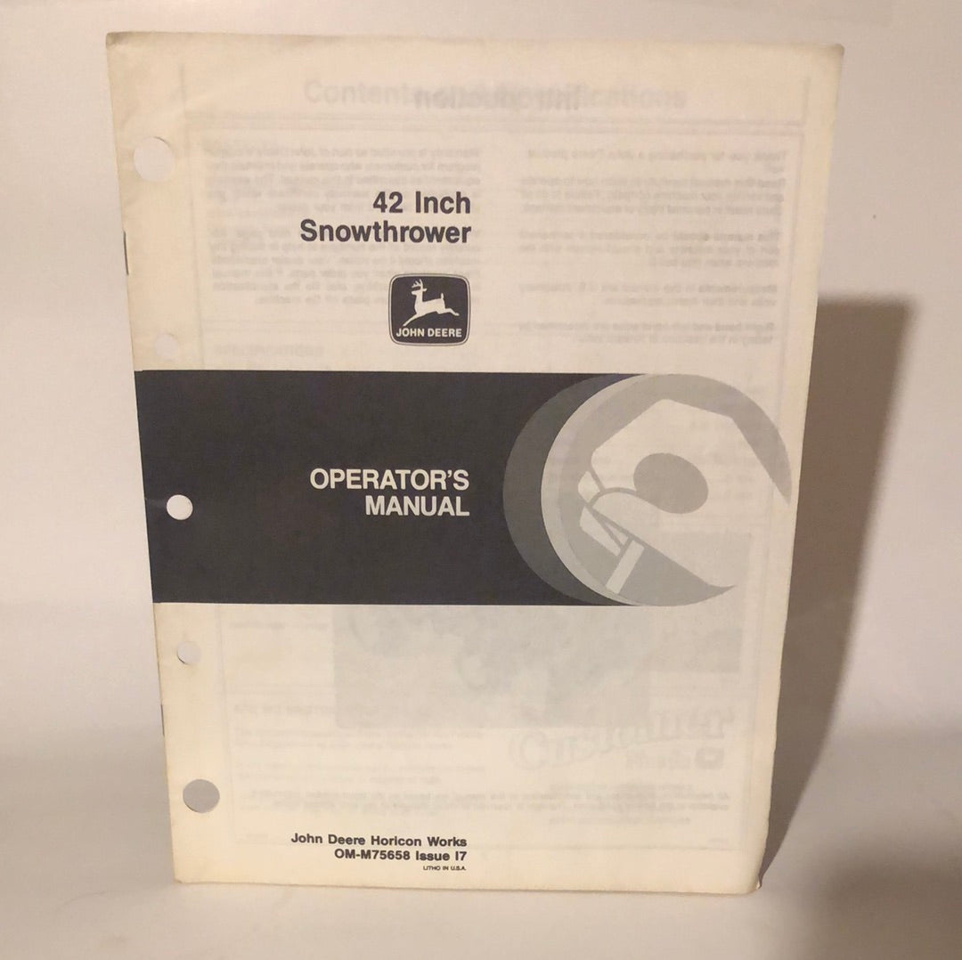John Deere - 42” Snowthrower Operator’s Manual