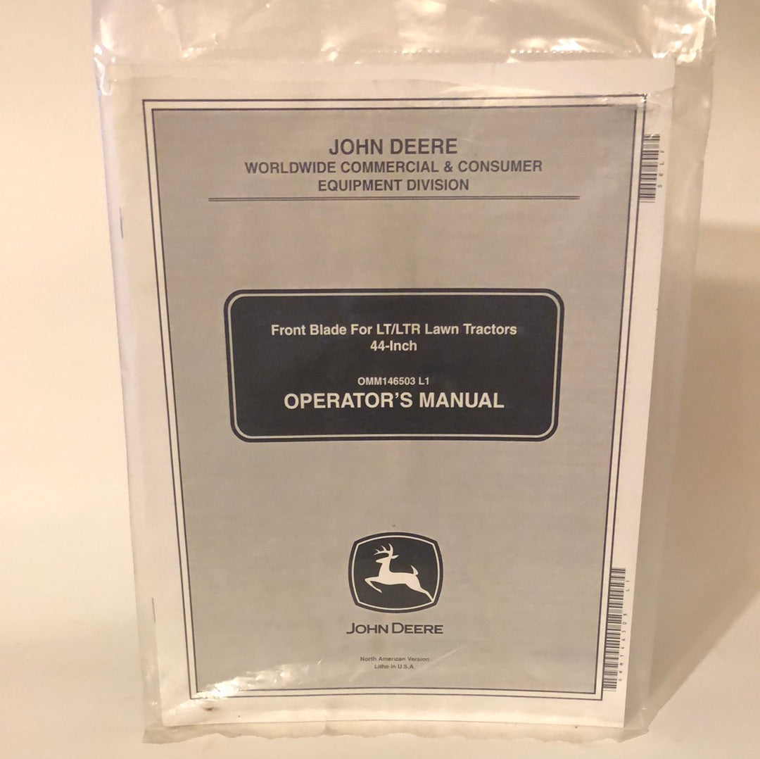 John Deere - Front Blade for LT/LTR Lawn Tractors 44” OMM146503 L1 Operator’s Manual