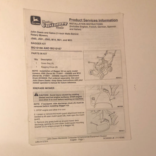 John Deere & Sabre _ 21” Walk-Behind Rotary Mowers_ Product Services Information