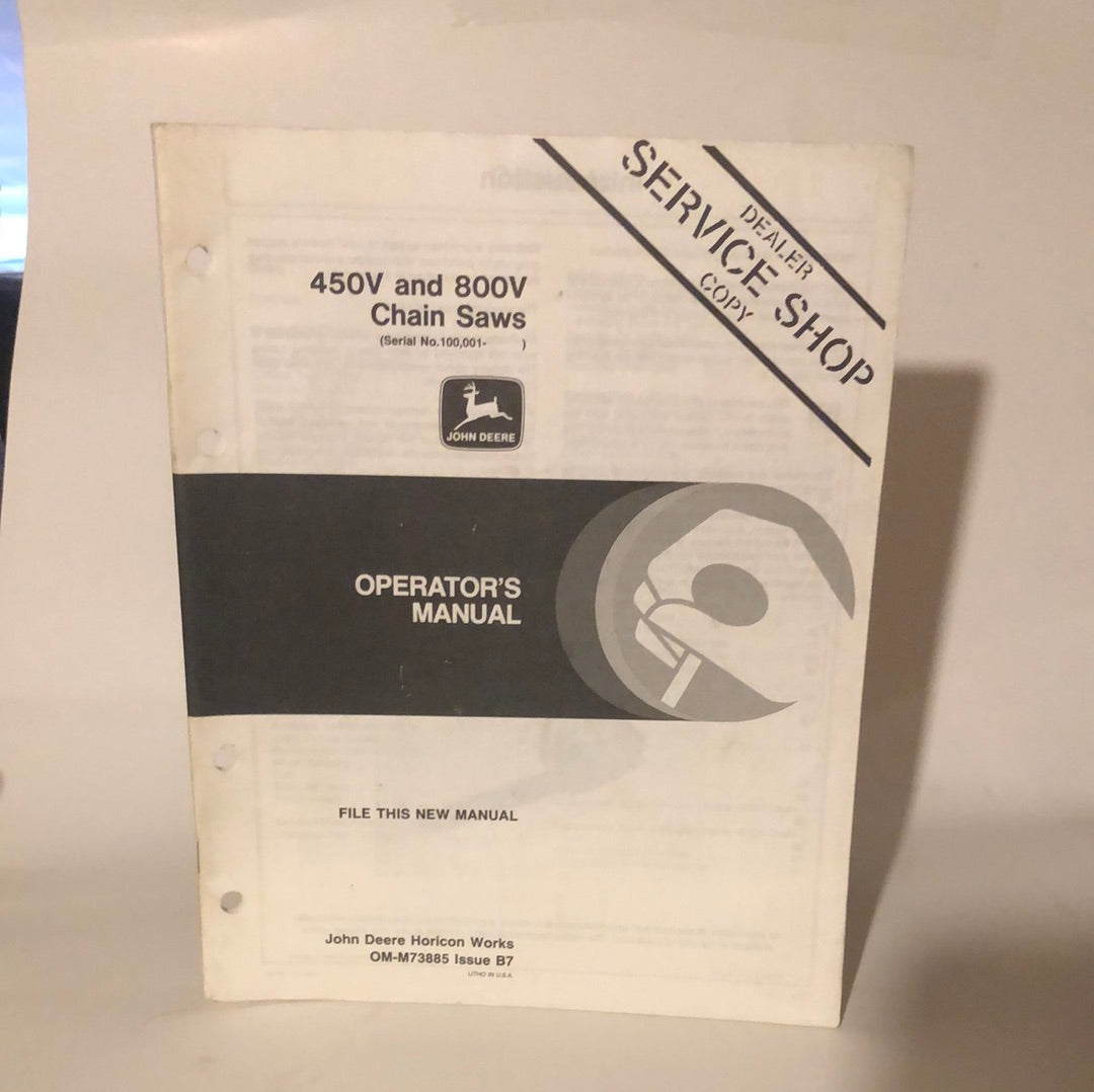 John Deere - 450V & 800V Chain Saws OMM73885 B7 Operator’s Manual