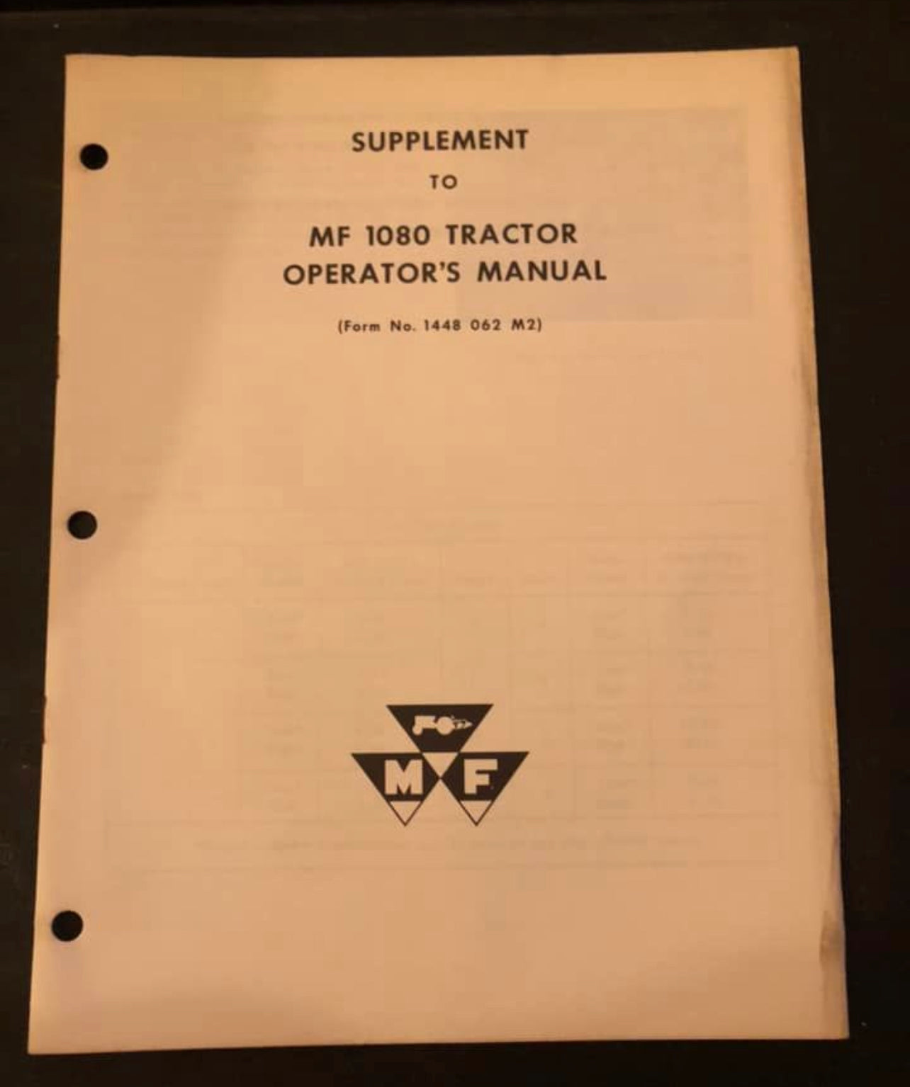 Massey Ferguson MF 1080 Tractor __ Operator’s Manual