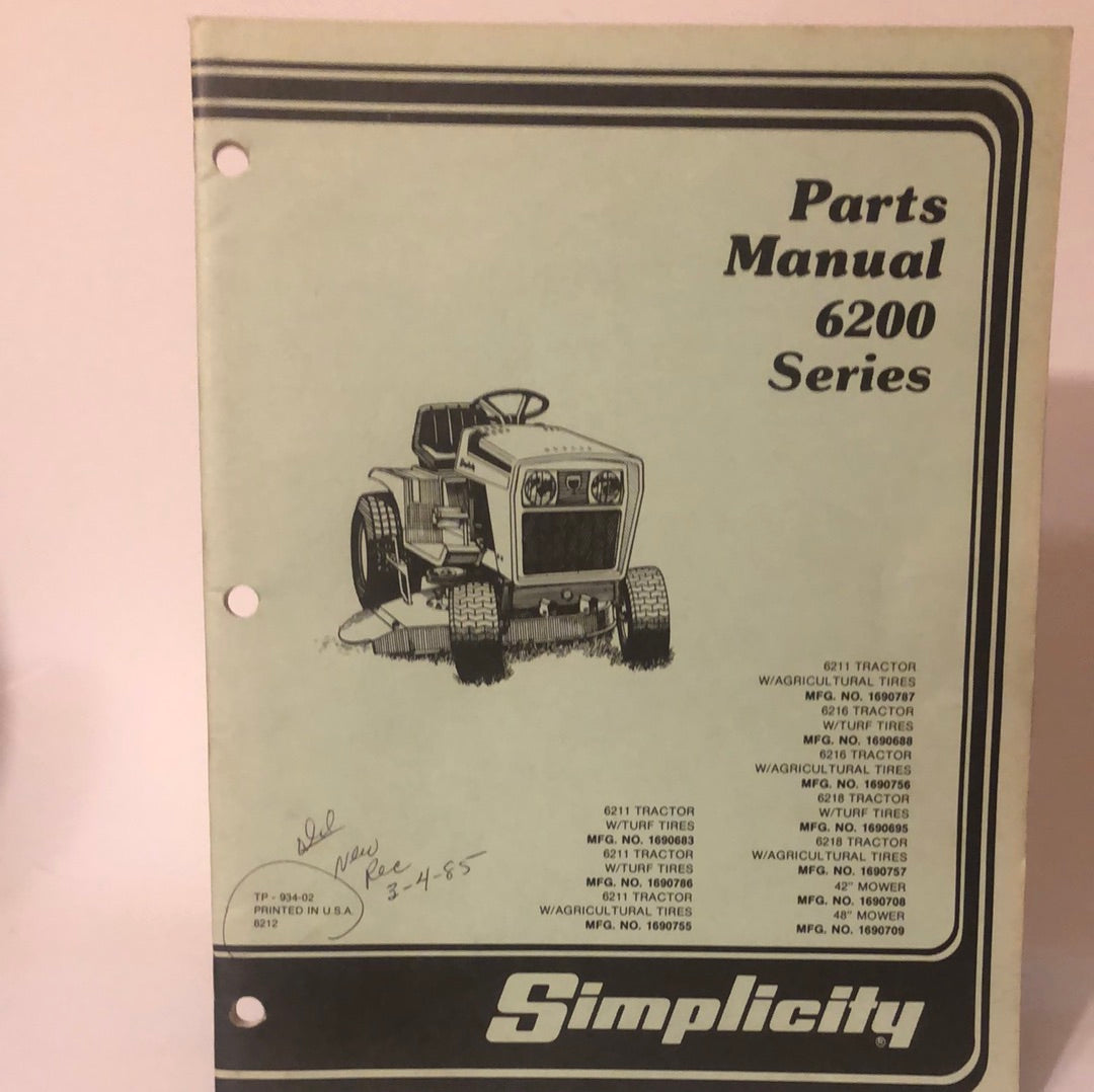 Simplicity 6200 Series _ Parts Manual