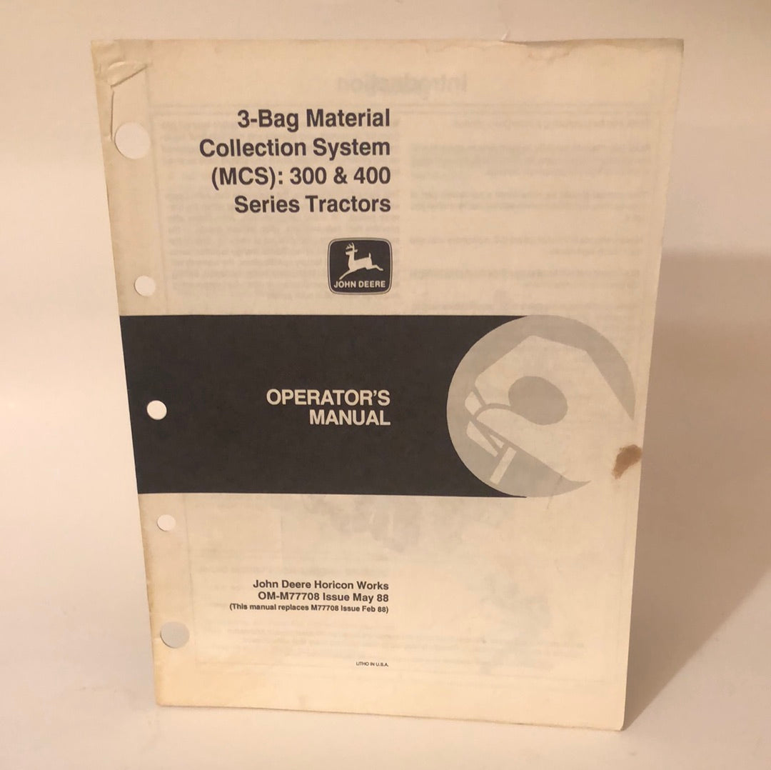 John Deere - 3 Bag Material Collection System (MCS) Operator’s Manual
