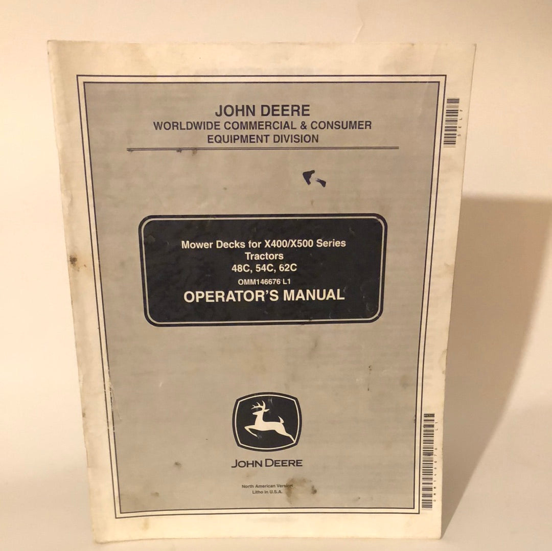 John Deere - Mower Decks for x400/x500 series Tractors 48C, 54C & 62C Operator’s Manual