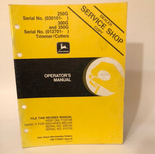 John Deere _ 250G, 300G & 350G Trimmer/Cutters _ Operator's Manual