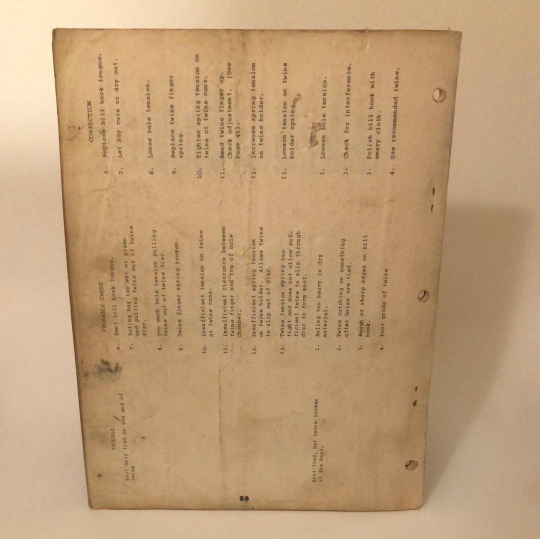 Oliver _ Model 60 Baler _ Setting Up & Operating Instructions