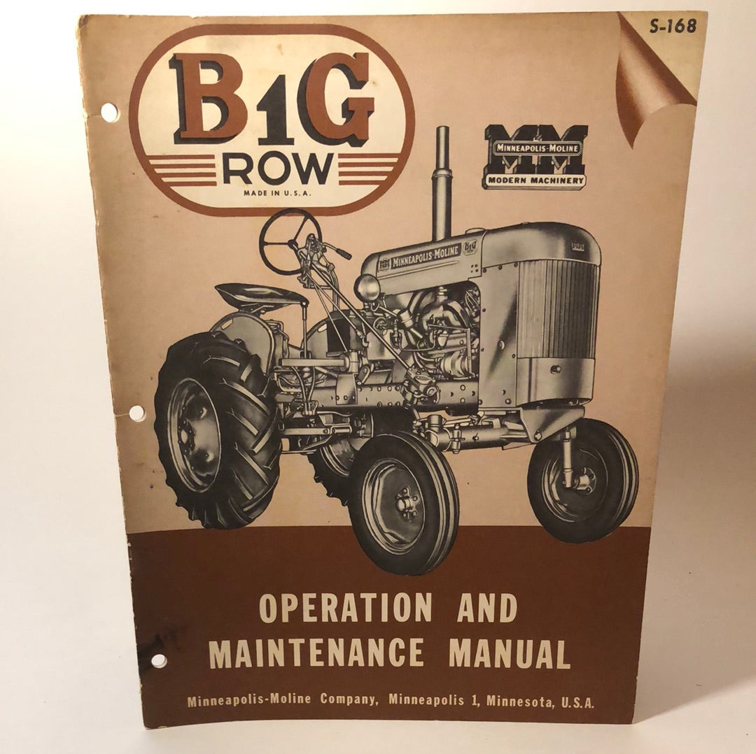 Minneapolis Moline - B1G Row Operation & Maintenance Manual
