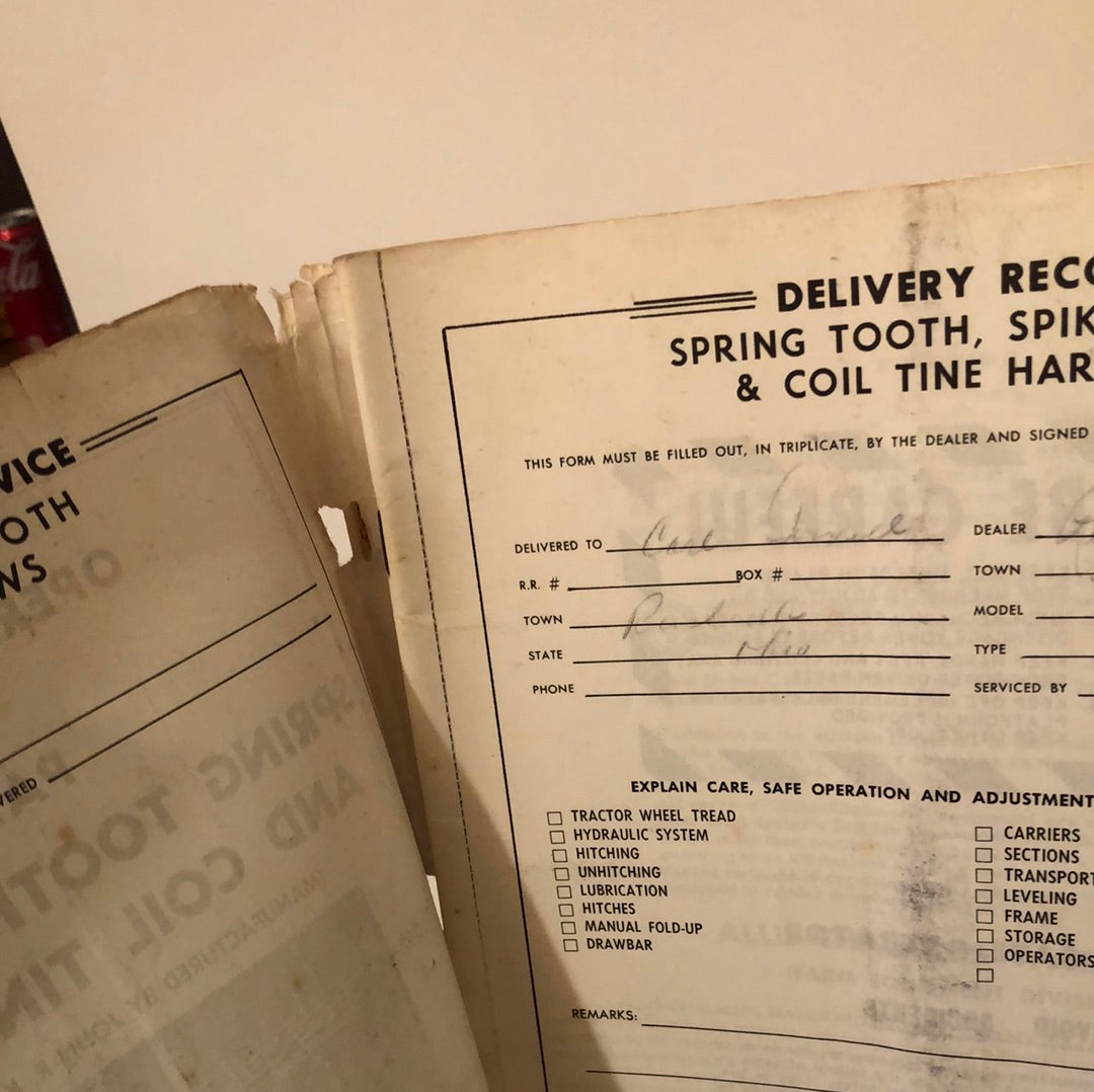 Allis-Chalmers Model KT Disc Harrows  _ Operators Manual & Parts List