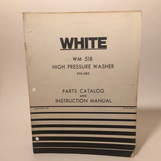 White WM 518 High Pressure Washer Parts catalog & Instruction manual