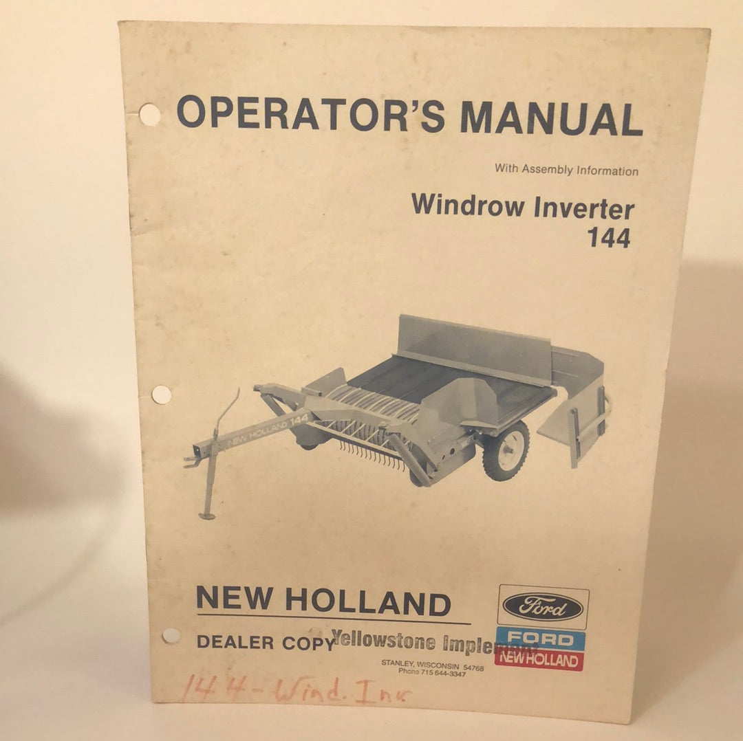 New Holland Windrow Inverter 144 - Operator's Manual