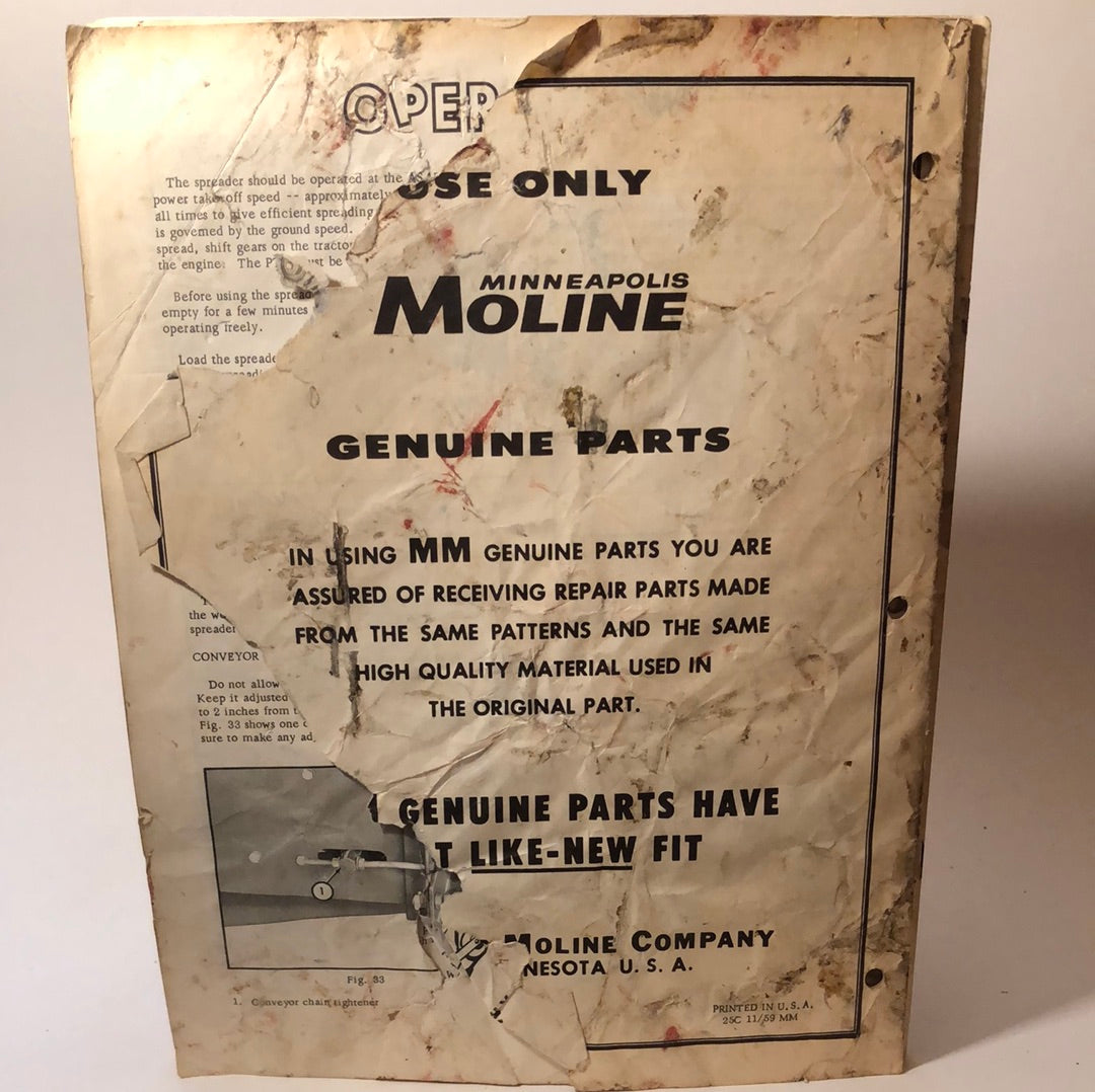Minneapolis Moline - LO 100A & LO 135A PTO Spreaders - Operator's Manual