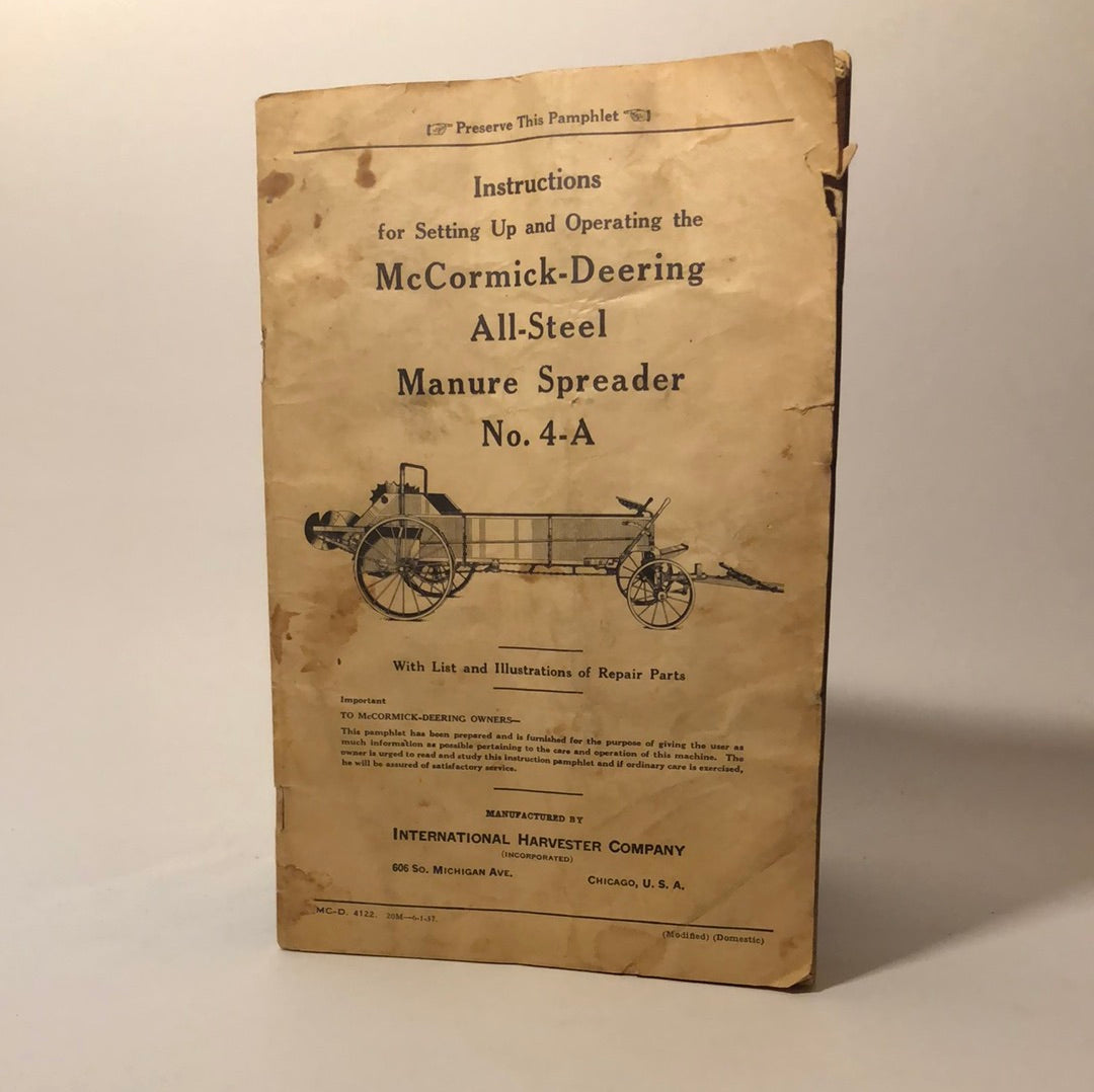 McCormick-Deering No 4-A All-Steel Manure Spreader - Manual
