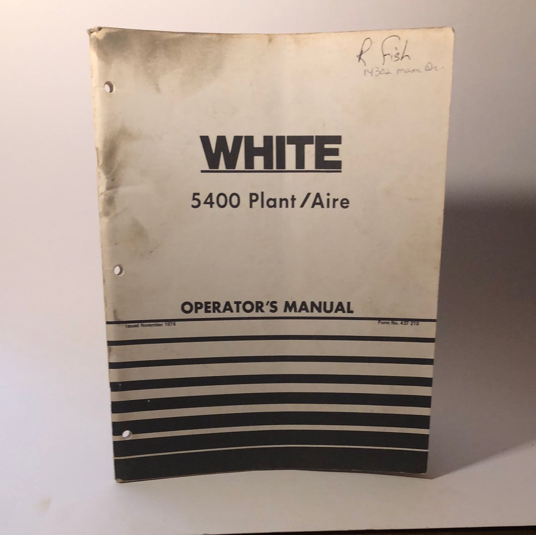 White 5400 Plant/Aire - Operator’s Manual