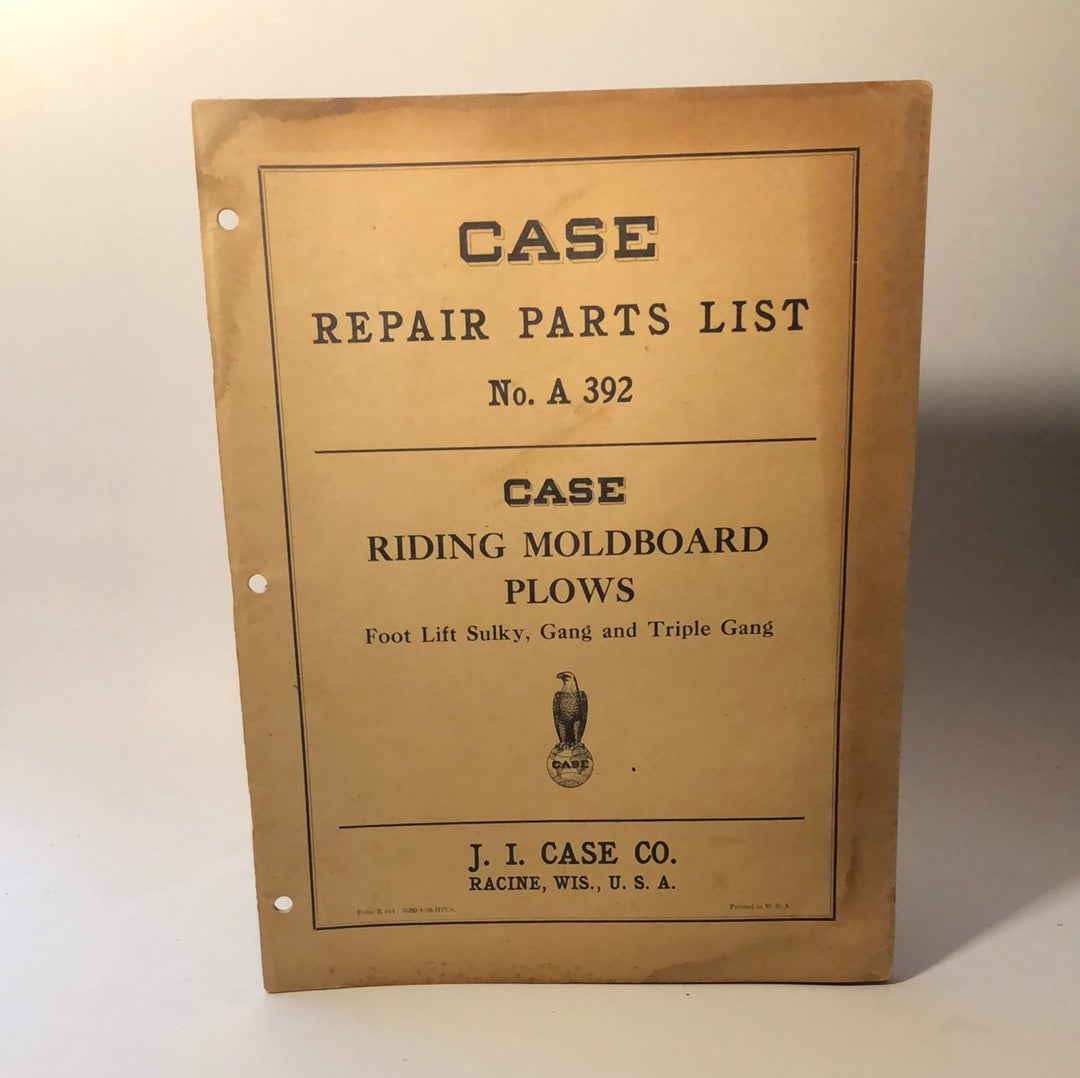 Case - parts list no. A 392 - Riding Moldboard Plows