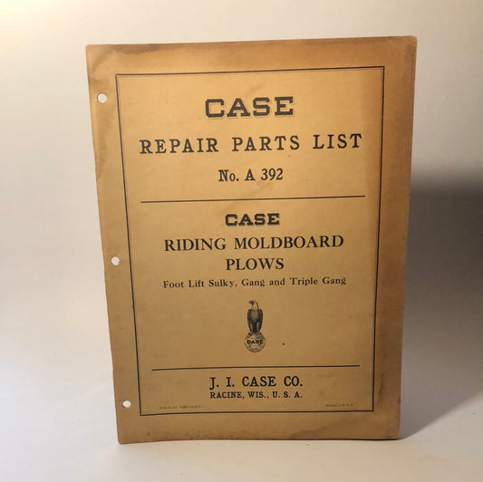 Case - parts list no. A 392 - Riding Moldboard Plows