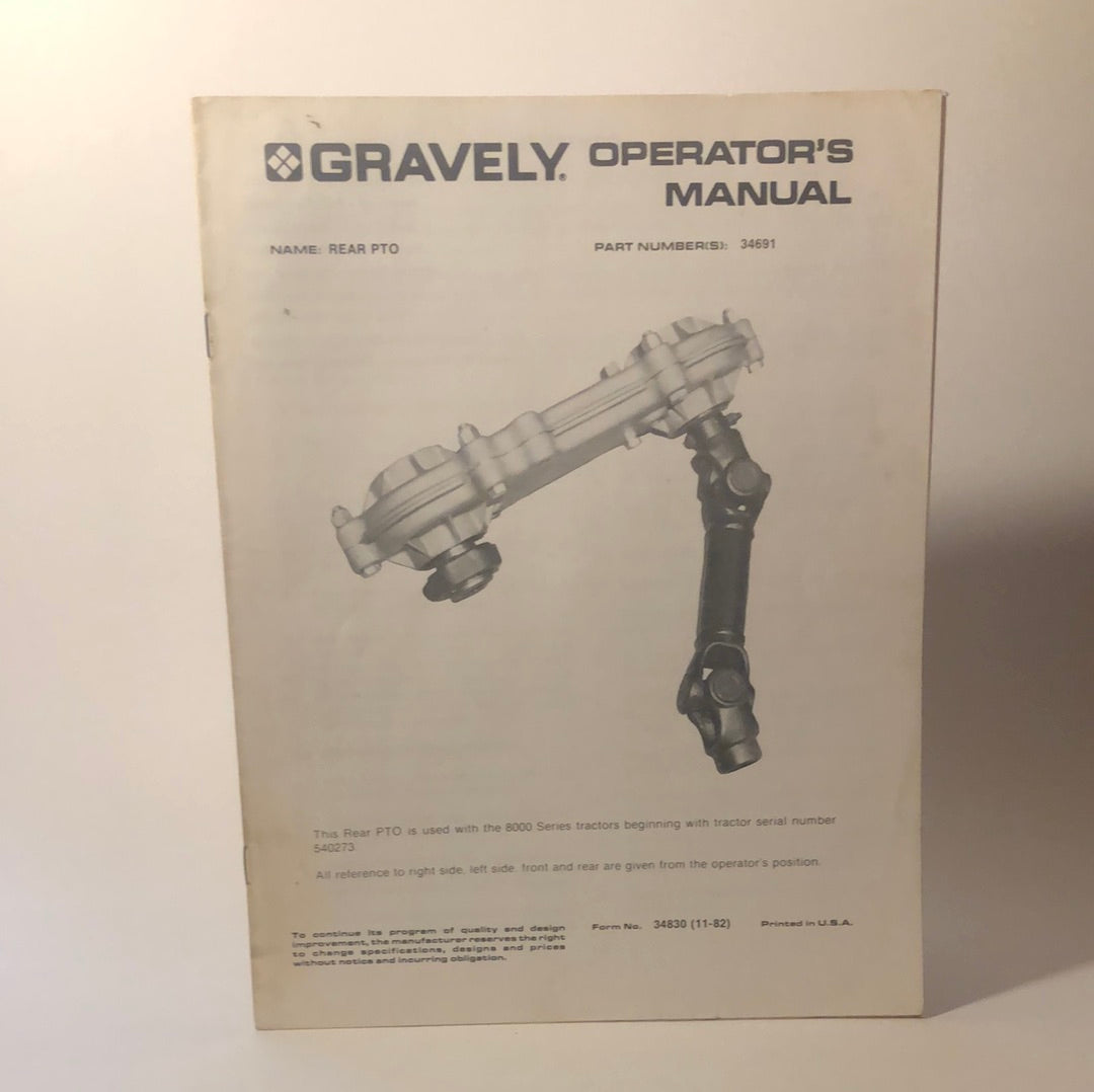 Gravely - Operator’s Manual rear PTO part no. 34691