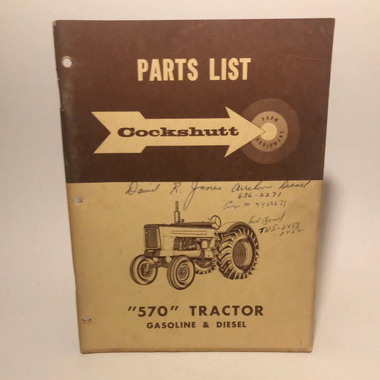 Cockshutt “570” Tractor Gasoline & Diesel parts list