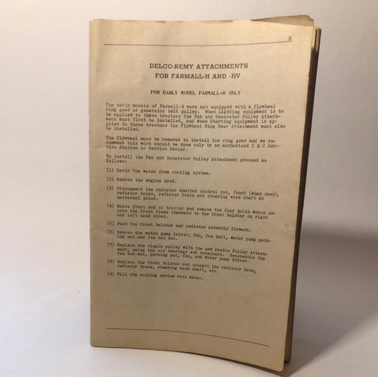 Farmall installation directions for various attachments & various models - missing cover
