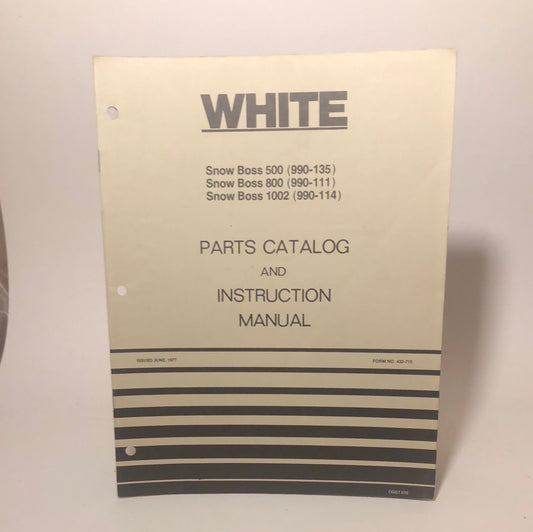 White Snow Boss 500, 800 & 1002 Parts catalog & Instruction manual