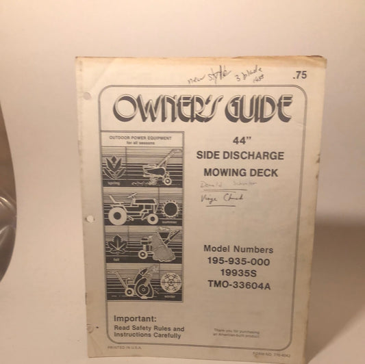 White Owner’s Guide 44” Side Discharge Mowing Deck