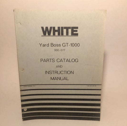 White Yard Boss GT-1000 Parts catalog & Instruction manual