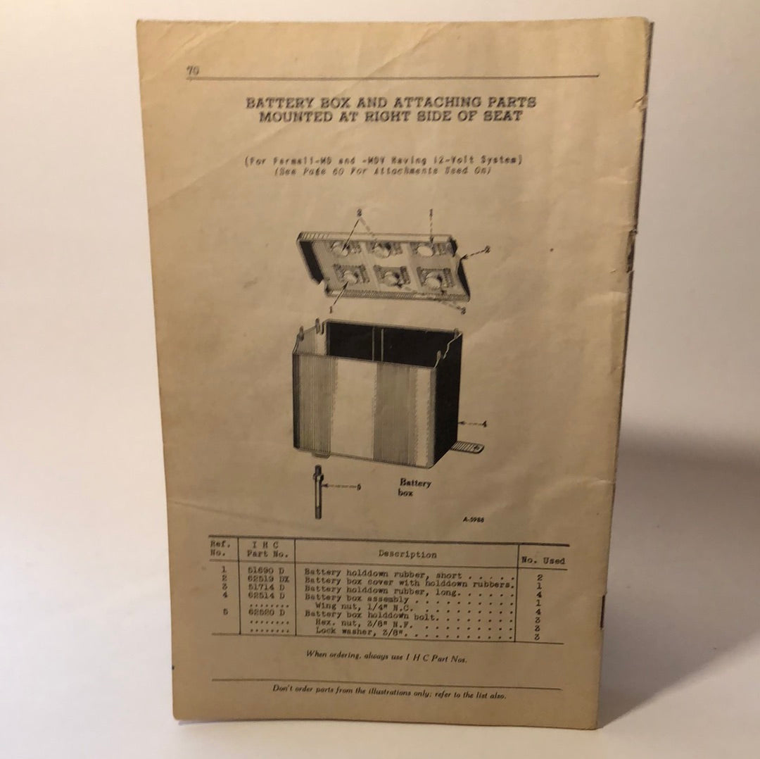 Farmall installation directions for various attachments & various models - missing cover