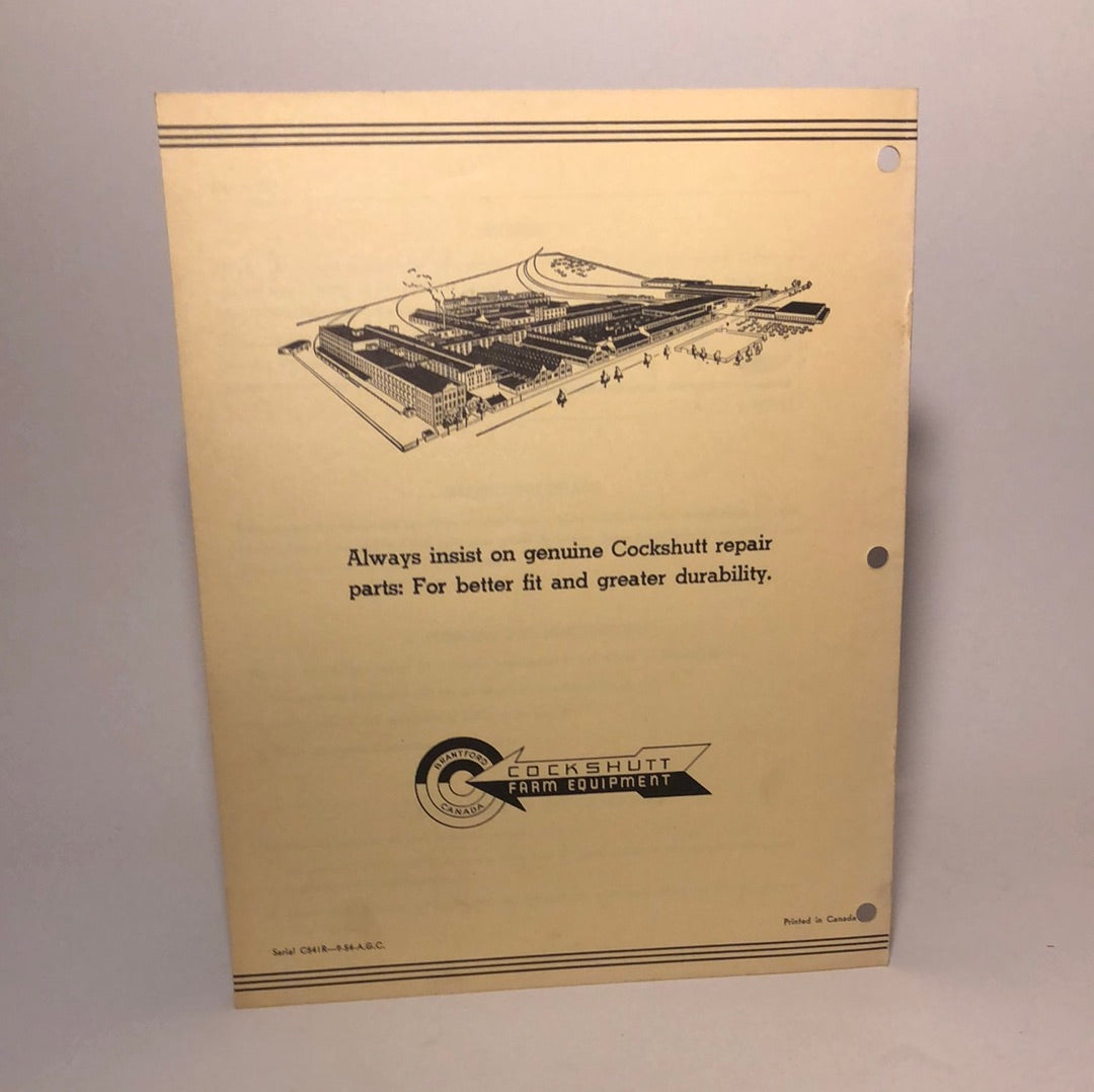 Cockshutt Owner Manual 1230 Rear Mounted Plow