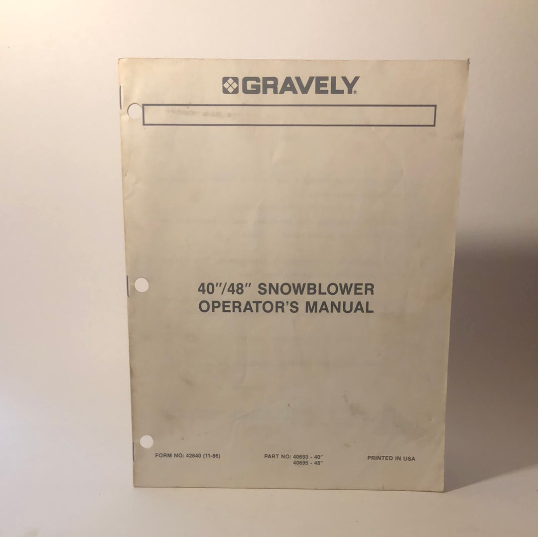 Gravely - Operator’s Manual 40”/48” Snowblower