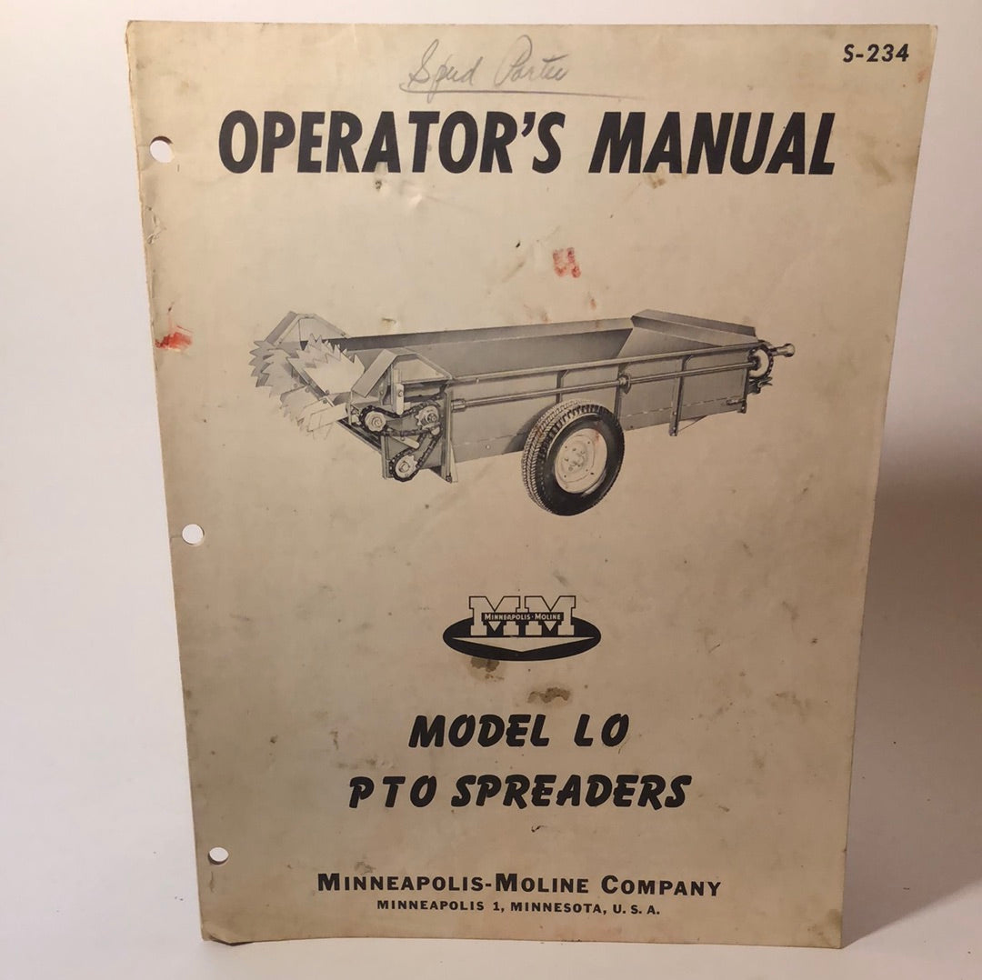 Minneapolis Moline - Model LO PTO Spreaders - Operator's Manual