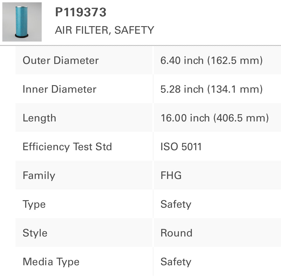 Donaldson P119373 Air Filter
