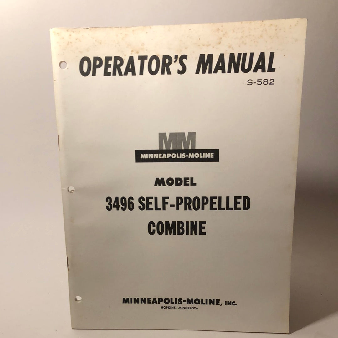 Minneapolis Moline - Model 3496 Self-Propelled Combine - Operator's Manual