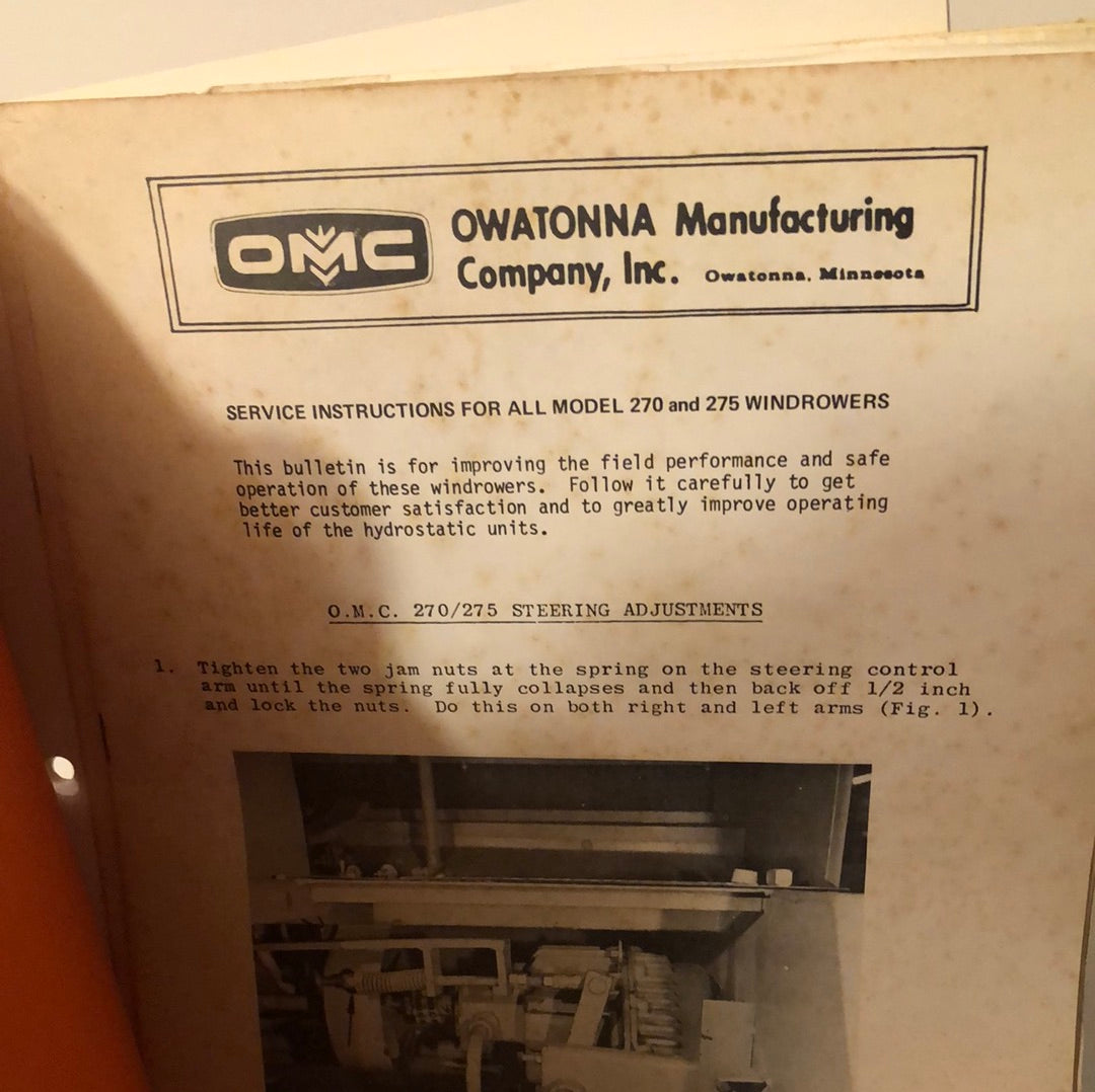 OMC - 270 & 275 Windrower Hydrostatic Transmissions - Service Manual