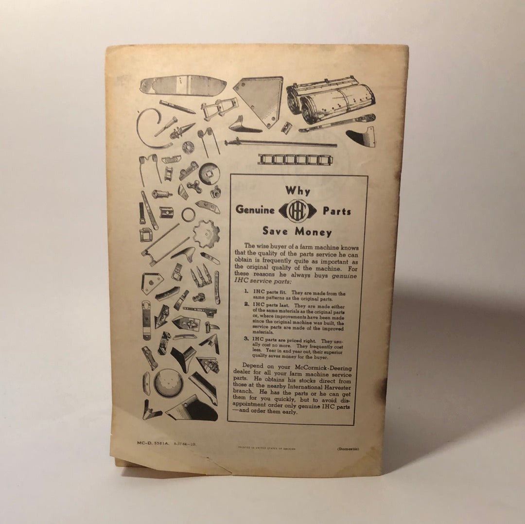 McCormick-Deering No 10  Hammer Mill - Manual