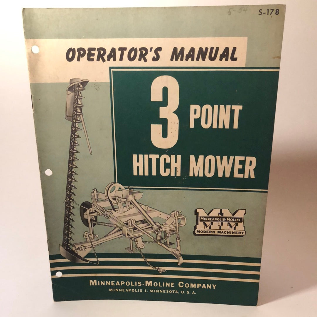 Minneapolis Moline - 3 Point Hitch Mower - Operator's Manual